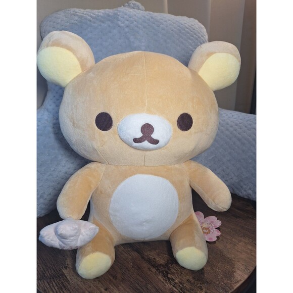 Rilakkuma San-X Sanrio Plush Holding Cherry Blossom Sakura 15” NEW NWT - Picture 1 of 3